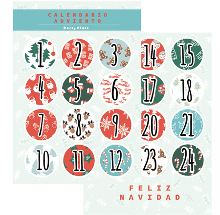 Stickers Adviento Rojo 24u